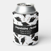 Abschluss Schwarz-weiß Caps Party Lieferungen Dosenkühler (Kanne Rückseite)