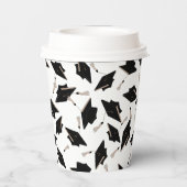 Abschluss Schwarz-weiß Caps Party Lieferungen Pappbecher (Rückseite)