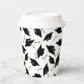 Abschluss Schwarz-weiß Caps Party Lieferungen Pappbecher (Vorderseite)