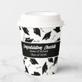 Abschluss Schwarz-weiß Caps Party Lieferungen Pappbecher (Vorderseite)