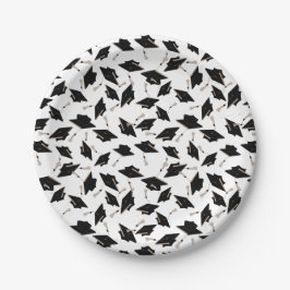 Abschluss Schwarz-weiß Caps Party Lieferungen Pappteller