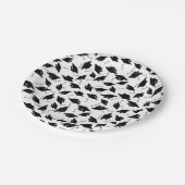 Abschluss Schwarz-weiß Caps Party Lieferungen Pappteller (Schrägansicht)