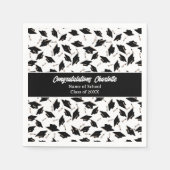 Abschluss Schwarz-weiß Caps Party Lieferungen Serviette (Vorderseite)