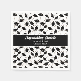 Abschluss Schwarz-weiß Caps Party Lieferungen Serviette