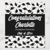 Abschluss Schwarz-weiß Caps Party Lieferungen Weinetikett (Einzelnes Label)