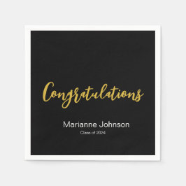 Abschluss Schwarz-weiß Gold Herzlichen Glückwunsch Serviette