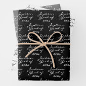 Abschluss Schwarz/Weiß Personalisiert Grad Geschenkpapier Set (Beispiel)