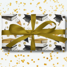 Abschluss Schwarz-weiß und Gold Wrapping Paper Geschenkpapier