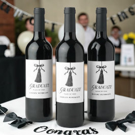 Abschluss schwarze Fliege Quaste Abschluss Geschen Weinetikett