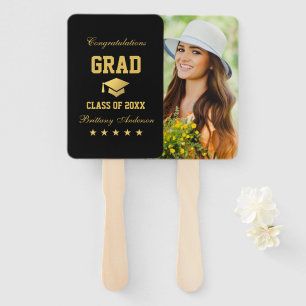 Abschluss-schwarze Goldstern-graduiertes Foto lang Fächer