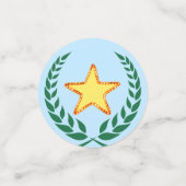 Abschluss, schwarze Mütze, Lorbeerkugel & Sterne C Konfetti (Klein Vorderseite)