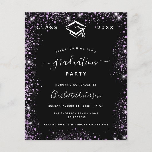 Abschluss schwarzer lila Glitzer Staub (Vorderseite)