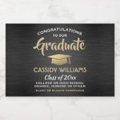 Abschluss Schwarzes Gold und Weiße Mini-Split Schaumweinetikett (Einzelnes Label)