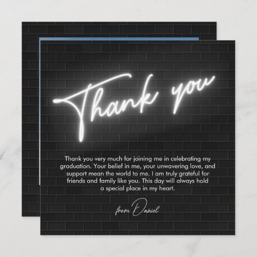 Abschluss Schwarzweiß Nebel Flat Danke Karte (Vorne/Hinten)