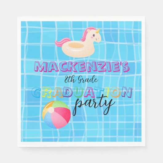 Abschluss-Schwimmparty Serviette (Vorderseite)