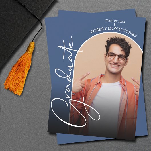 Abschluss Script Arch Foto Blue Einladung