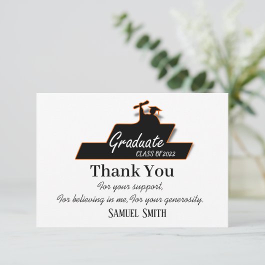 Abschluss Script Black and White Class Dankeskarte (Stehend Vorderseite)