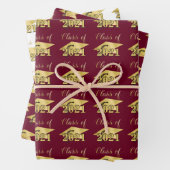 Abschluss Script Class Year Burgundy Gold Foil Geschenkpapier Set (Beispiel)