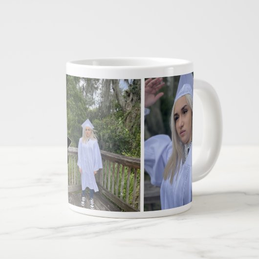Abschluss Script Foto Cap Collage Jumbo-Tasse (Vorderseite Rechts)