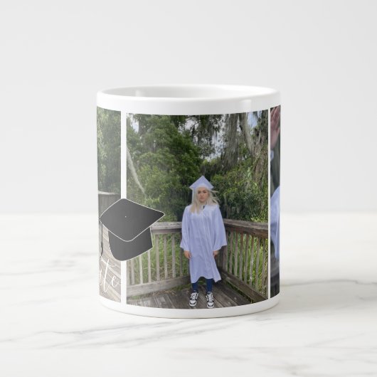 Abschluss Script Foto Cap Collage Jumbo-Tasse (Vorderseite)