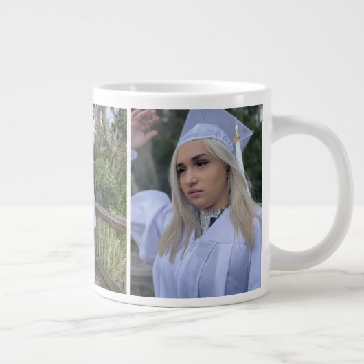 Abschluss Script Foto Cap Collage Jumbo-Tasse (Rechts)