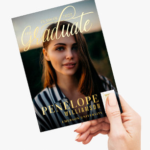 Abschluss-Script-Foto-Magazin Examen Folieneinladung