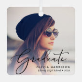 Abschluss Script Foto Overlay Ornament Aus Metall (Vorderseite)