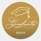 Abschluss Script Gold Umschlag Aufkleber (Vorderseite)