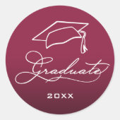 Abschluss Script Maroon Umschlag Aufkleber (Vorderseite)