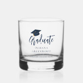 Abschluss Script Navy Blue Personalisiert Keepake Whiskyglas (Vorderseite)