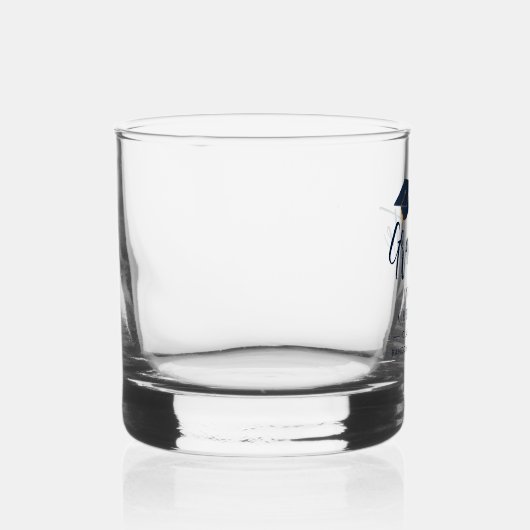Abschluss Script Navy Blue Personalisiert Keepake Whiskyglas (Rechts)