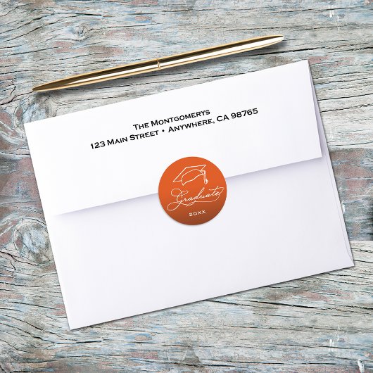 Abschluss Script Orange Umschlag Aufkleber