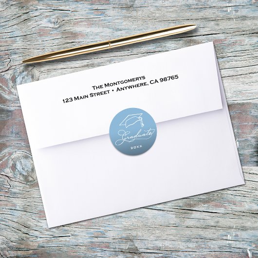 Abschluss Script Powder Blue Umschlag Aufkleber