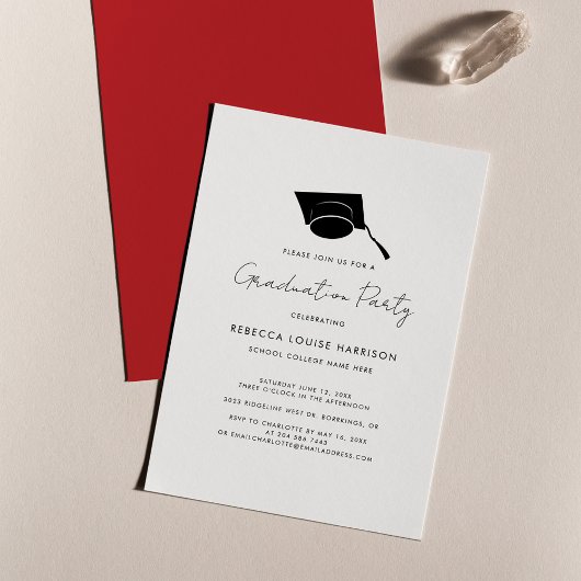 Abschluss Script Red Elegant Grad 2024 Party Einladung