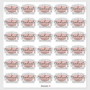 Abschluss Script Rosa Rose Gold & Black Stickers Aufkleber