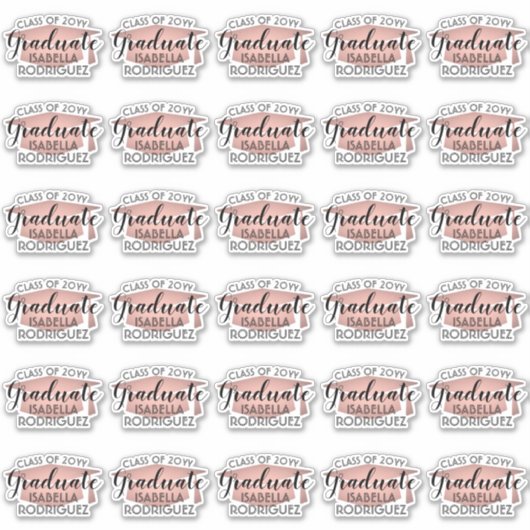 Abschluss Script Rosa Rose Gold & Black Stickers Aufkleber (Vorderseite)
