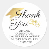 Abschluss Script Vielen Dank Imitate Gold Foil Cap Runder Aufkleber (Vorderseite)