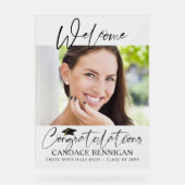 Abschluss Script Willkommensgrössen Foto Herzliche Acrylschild (Vorderseite)