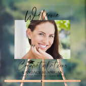 Abschluss Script Willkommensgrössen Foto Herzliche Acrylschild (Neutral)