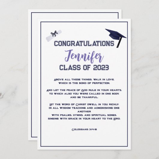 Abschluss Scripting Lila Grußkarte Einladung (Vorne/Hinten)