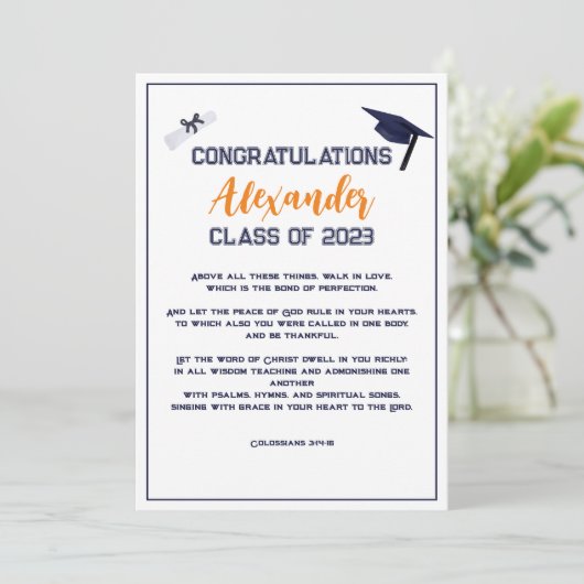 Abschluss Scripting Orange Grußkarte Einladung (Stehend Vorderseite)