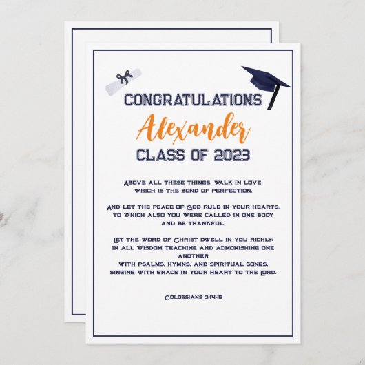 Abschluss Scripting Orange Grußkarte Einladung (Vorne/Hinten)