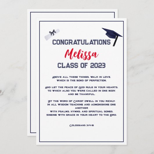 Abschluss Scripting Red Greeting Card Einladung (Vorne/Hinten)