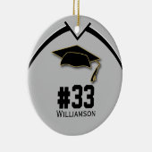 Abschluss Senior Football Player Silver Grau Keramik Ornament (Rechts)