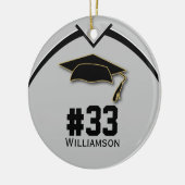 Abschluss Senior Football Player Silver Grau Keramik Ornament (Links)