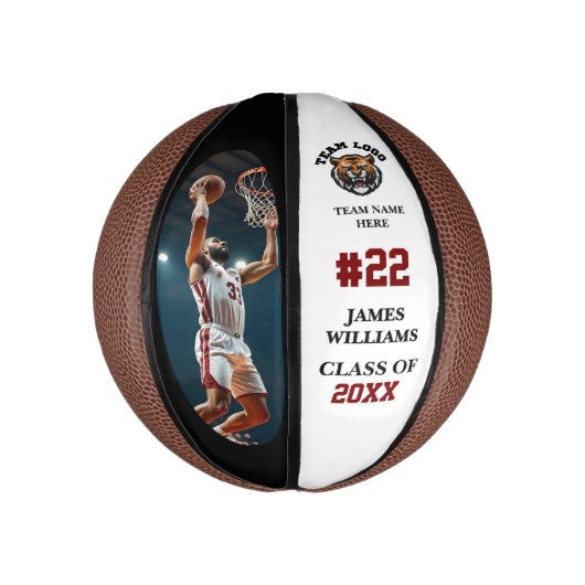 Abschluss Senior Night Custom Foto & Name Mini Basketball (Vertikal)