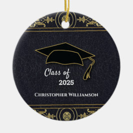 Abschluss Senior Year Elegantes Schwarzes Gold Keramik Ornament