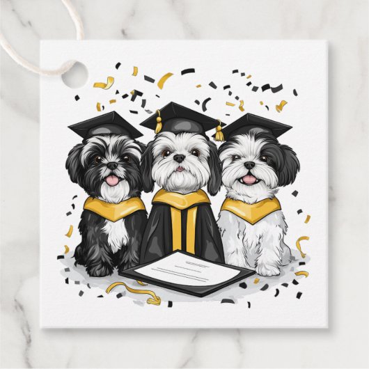 Abschluss Shih Tzu Dogs Geschenkanhänger (Vorderseite)