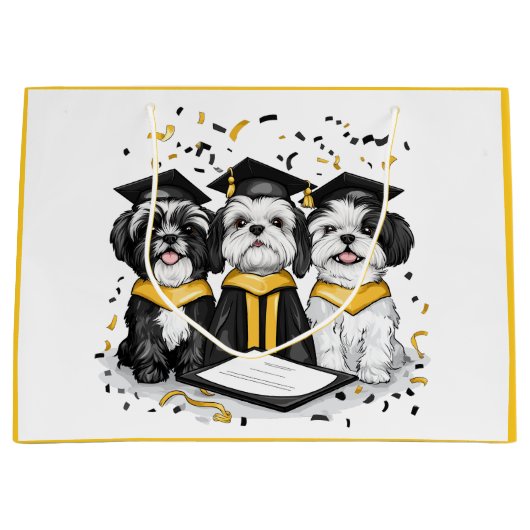 Abschluss Shih Tzu Dogs Große Geschenktüte (Vorderseite)
