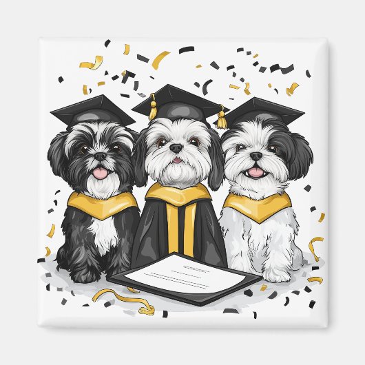 Abschluss Shih Tzu Dogs Magnet (Vorne)